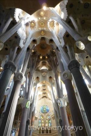 スペイン  世界遺産サグラダファミリアの素晴らしい内部 【バルセロナ】